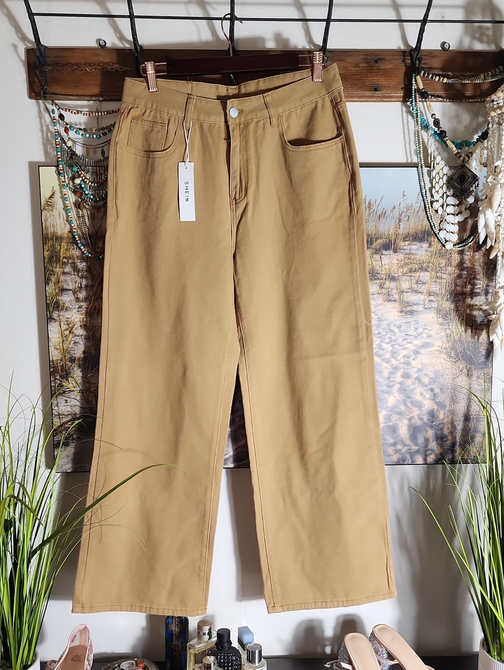 SHEIN Wide-Leg Pants in Tan